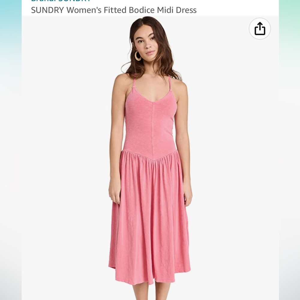 Sundry Womens fitted bodice pink midi dress